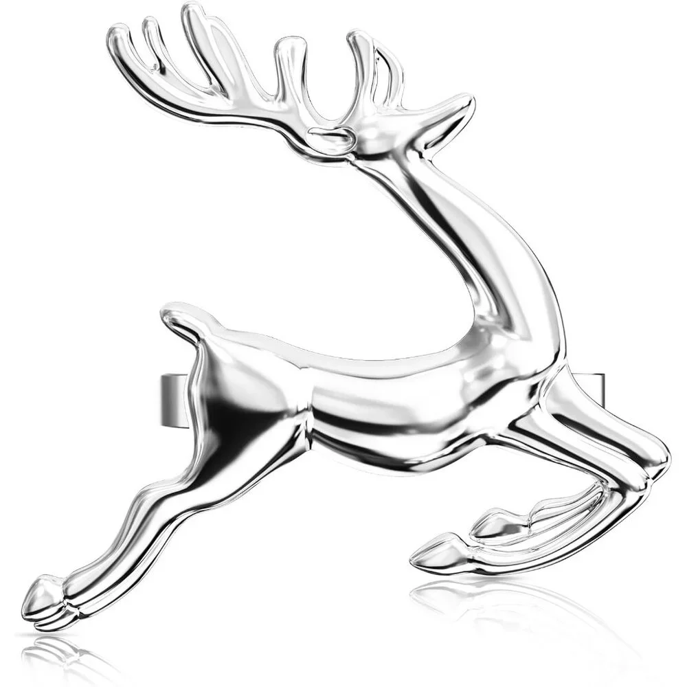 Stylish Silver Reindeer Napkin Rings - Ideal for Christmas and Romantic Dinners - Picture 1 of 7